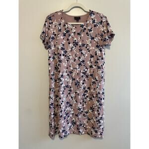 J Jill Wearever Collection Size S Pink Blue White Floral Dress Short Sleeves